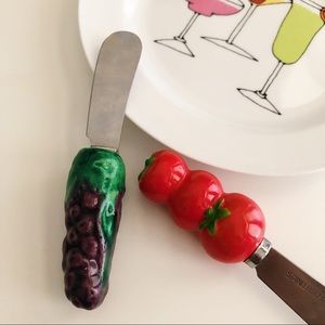 Set of 2 ceramic fruit spreader knives